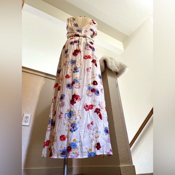 NWT M Lucky Floral Blue Red Soft Lightweight Maxi Dress - Picture 9 of 11